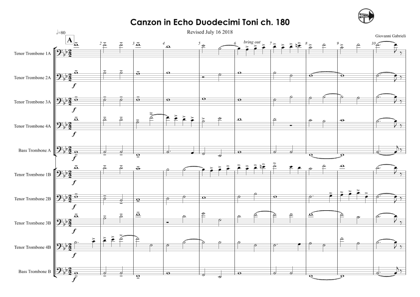 Canzon In Echo Duodecimi Toni à 10 (arr. Matthew Parunak)