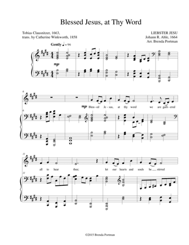 Blessed Jesus, at Thy Word (LIEBSTER JESU), Low Voice, arr. Brenda Portman (arr. Brenda Portman)