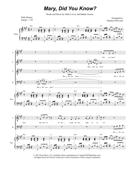 Mary, Did You Know? (arr. Stephen DeCesare)