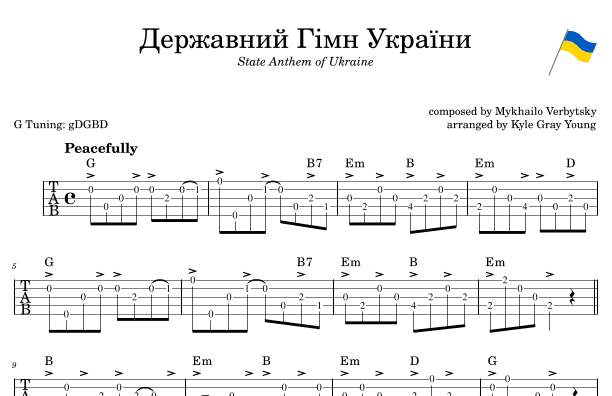 State Anthem Of Ukraine (5-string banjo tabs) (arr. Kyle Gray Young)