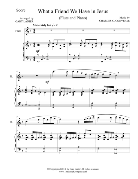 WHAT A FRIEND WE HAVE IN JESUS (Flute/Piano and Flt Part) (arr. Gary Lanier)