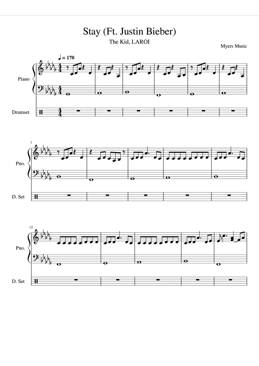 Stay (arr. SHEET MUSIC HUB)