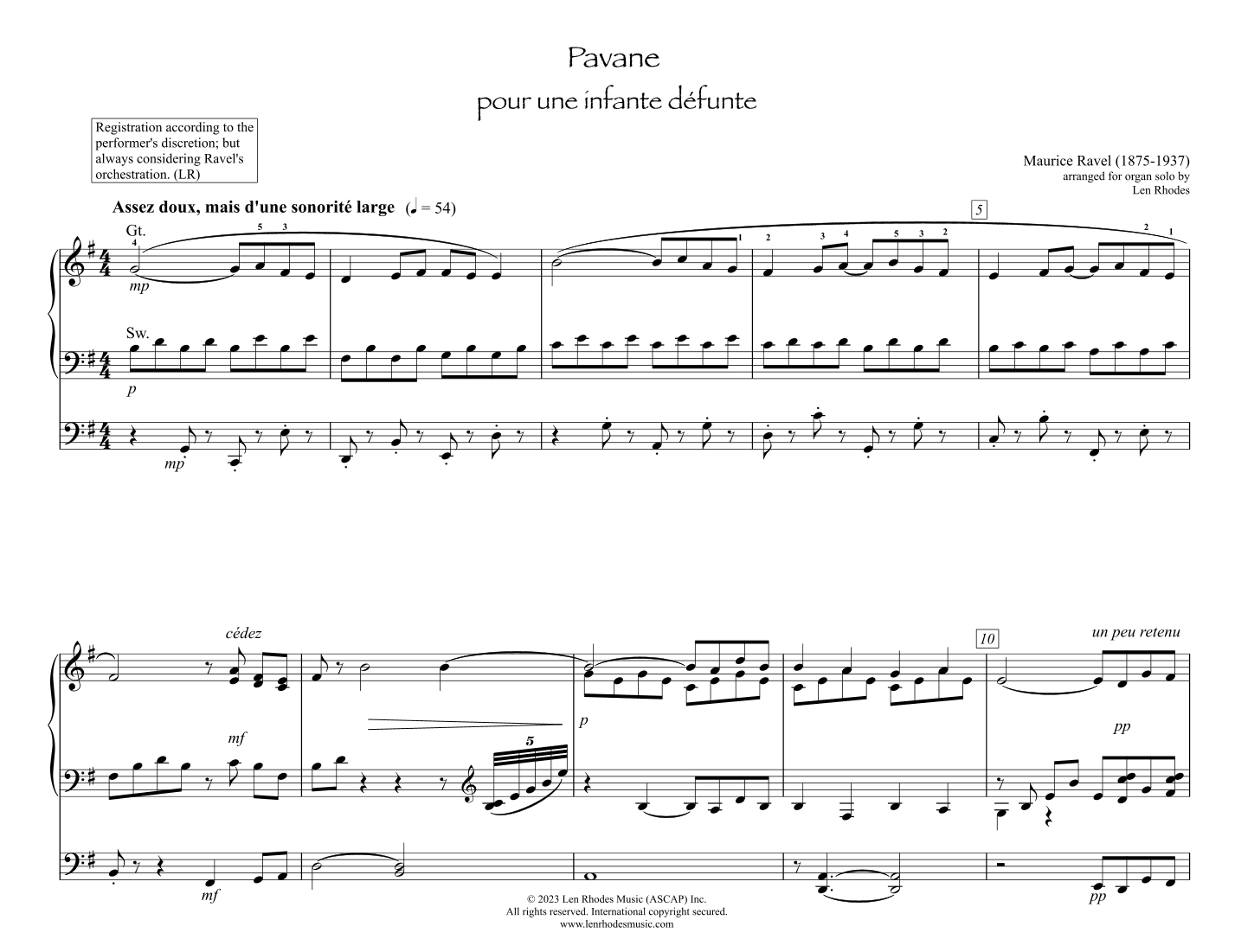 Ravel - Pavane pour une infante défunte - organ solo (arr. Len Rhodes)