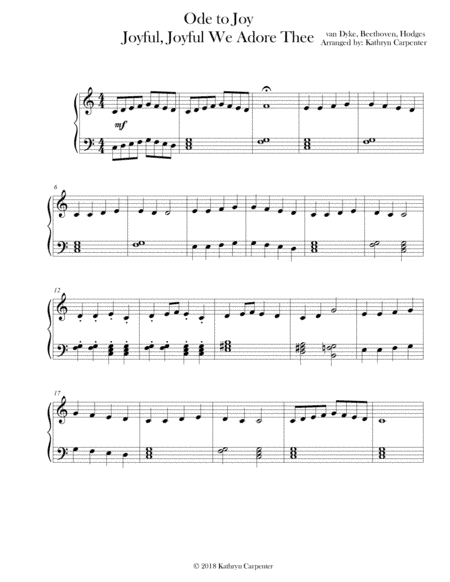 Joyful, Joyful, We Adore Thee (Ode to Joy), Level 2B (arr. Kathryn Carpenter)