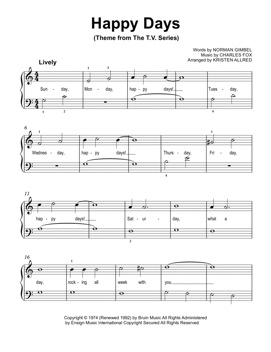 Happy Days (arr. Kristen Allred)