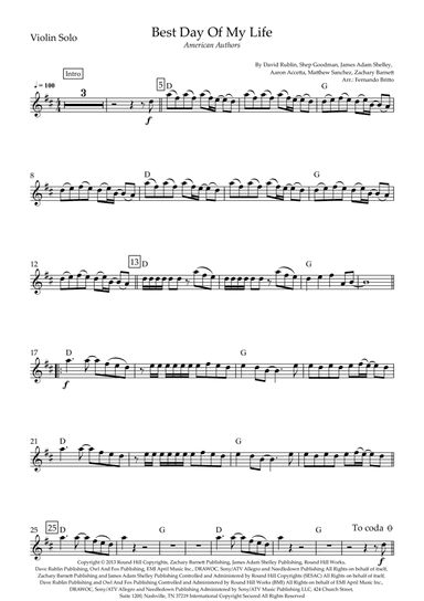 Best Day Of My Life (arr. Fernando Britto)