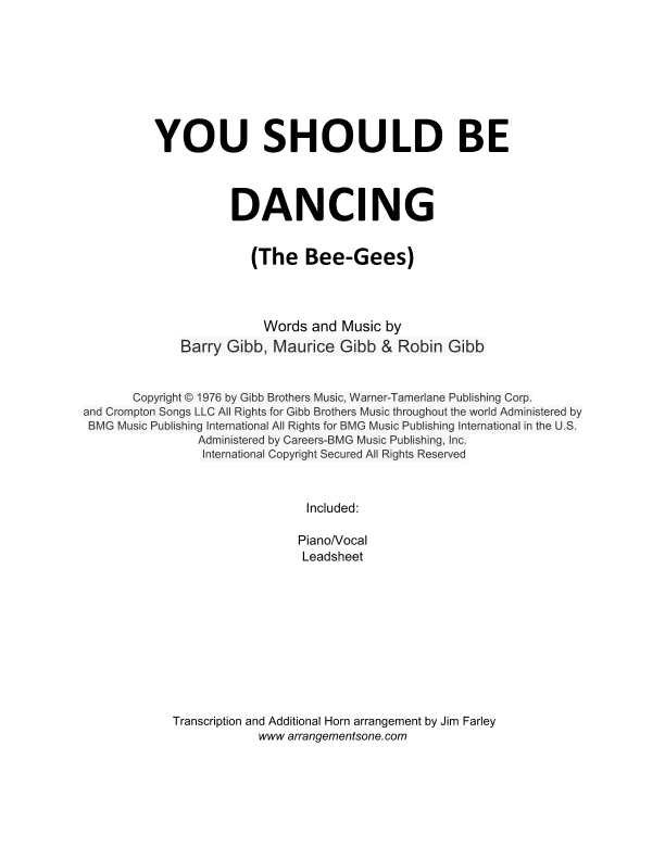 You Should Be Dancing (arr. Jim Farley - www.arrangementsone.com)