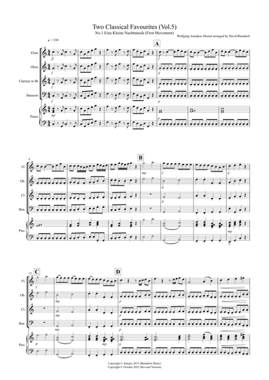 2 Classical Favourites for Wind Quartet (volume five) (arr. David Burndrett)
