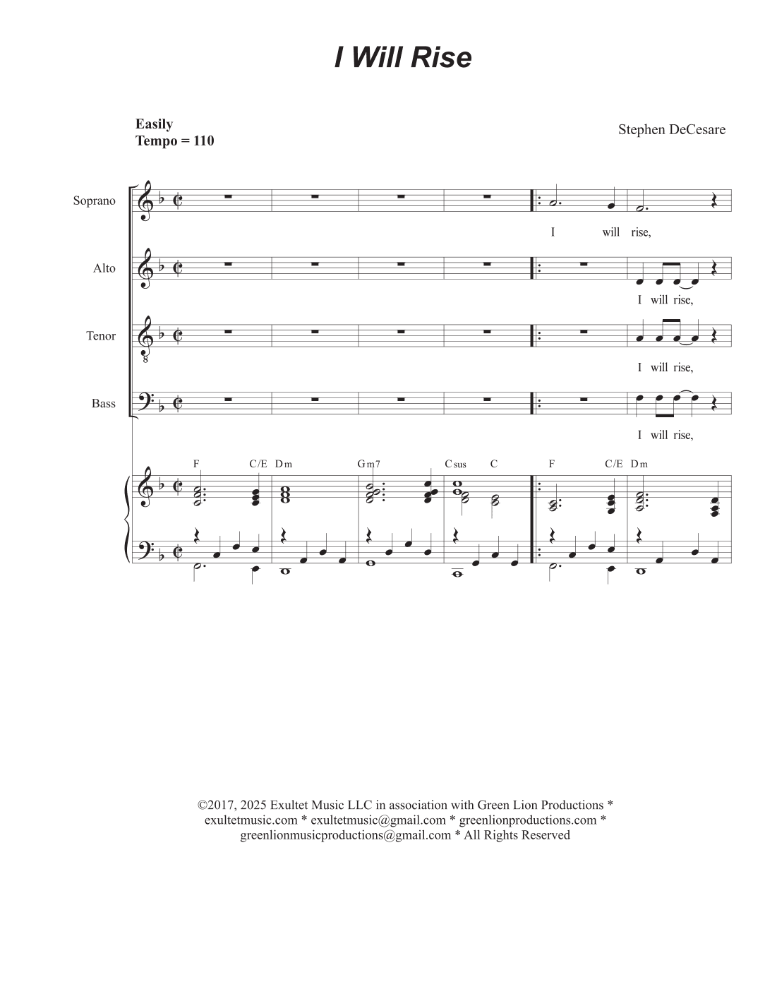 I Will Rise (Psalm 51) (SATB)