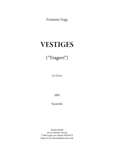 Zvonimir Nagy: Vestiges for piano