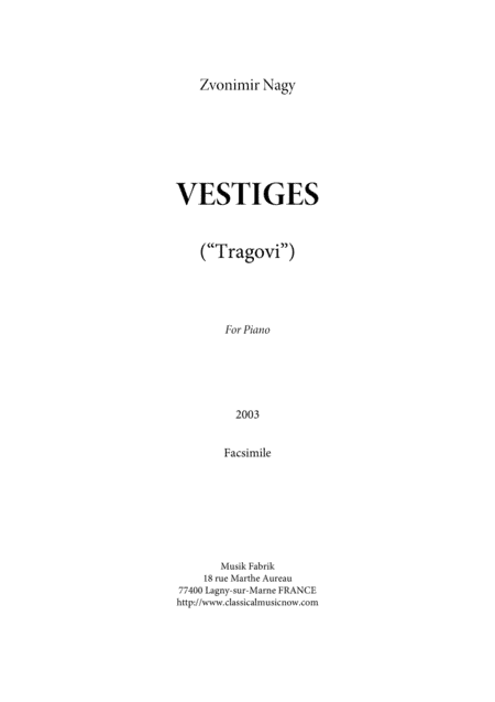 Zvonimir Nagy: Vestiges for piano