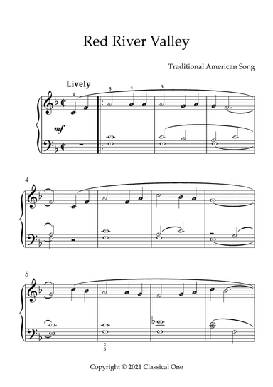 Traditional American Song - Red River Valley(With Note name) (arr. MPS)