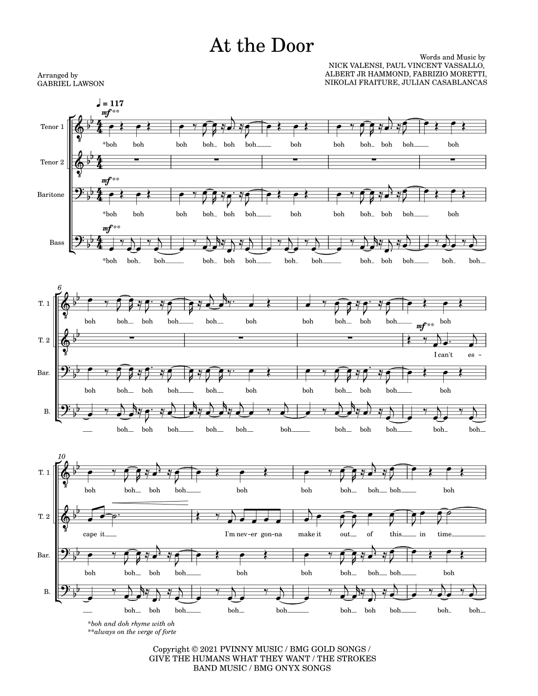 At The Door (arr. Gabriel Lawson)