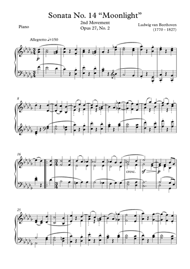 Moonlight Sonata 2nd movement (arr. Wesley S. SIlva)
