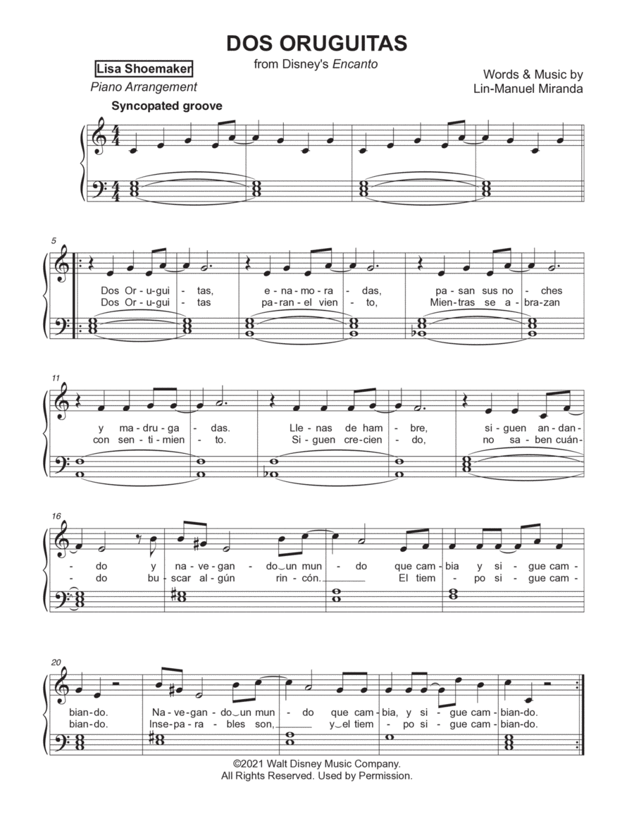 Dos Oruguitas (arr. Lisa Shoemaker)