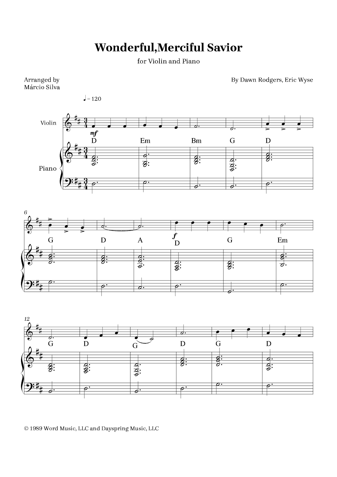 Wonderful, Merciful Savior (arr. Márcio Silva)