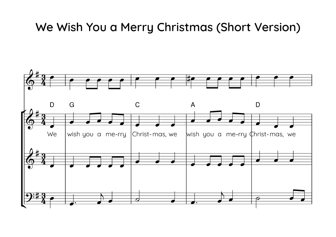 We Wish You A Merry Christmas (Short Version) - Score Only (arr. Angie Wiranata)