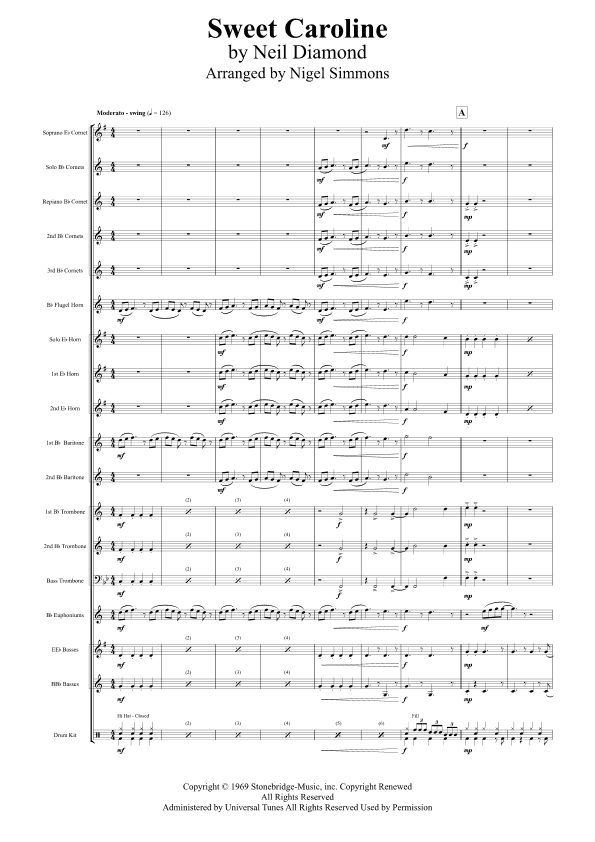 Sweet Caroline (arr. Nigel Simmons)