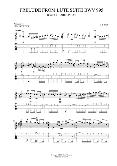 Prelude from Lute Suite BWV 995 (Best of Baritone #1) (arr. Chris Webster)