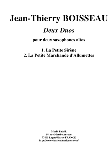 Jean-Thierry Boisseau: Two Duos for two alto saxophones