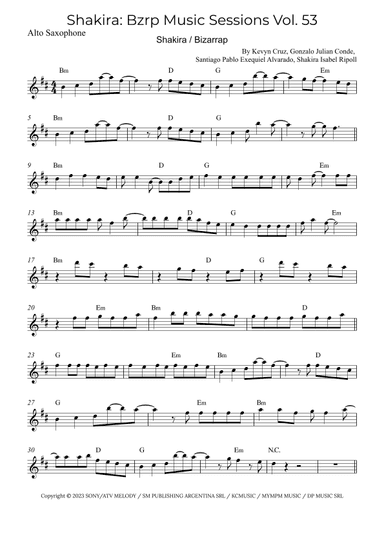 Shakira: Bzrp Music Sessions Vol. 53 (arr. Alex Nunes Rodrigues)