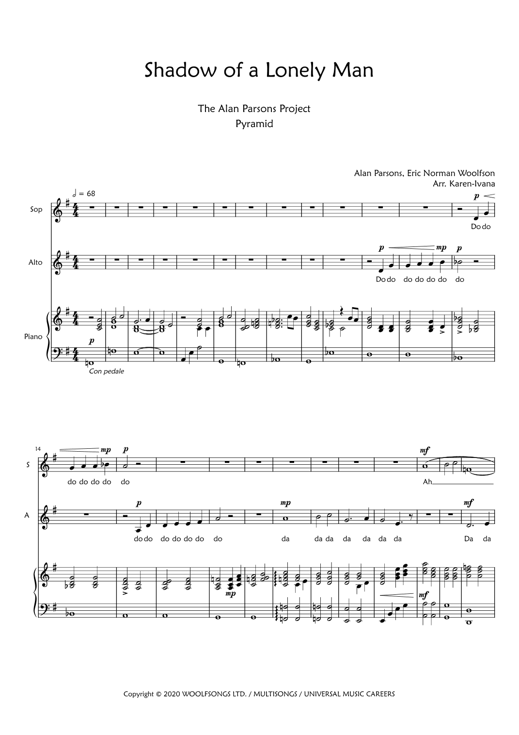 Shadow Of A Lonely Man (arr. Karen Ivana)