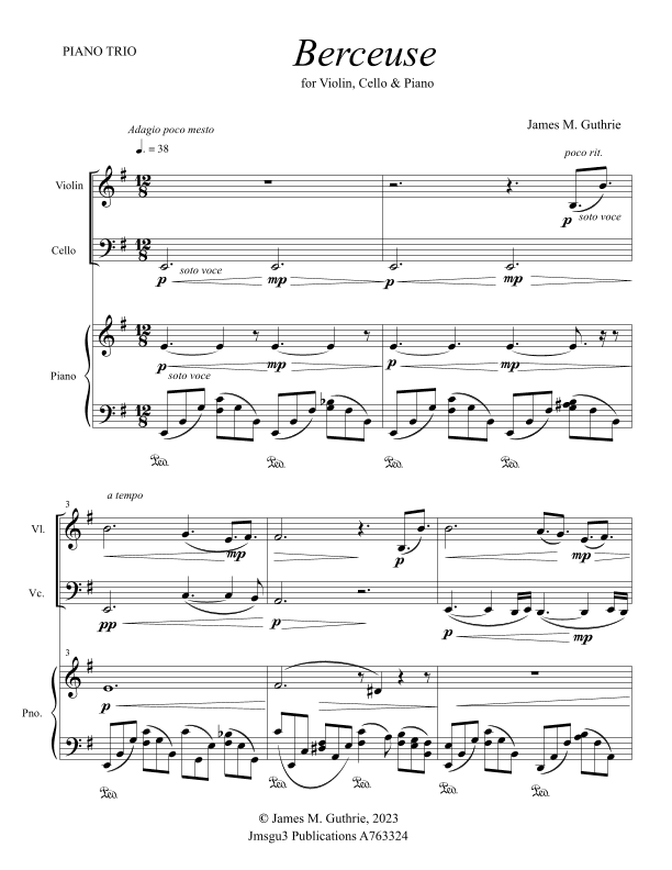 Guthrie: Berceuse for Piano Trio