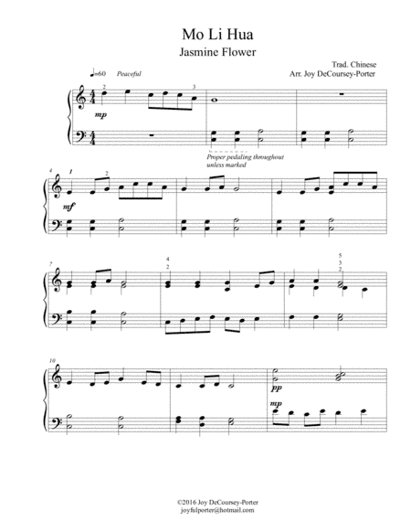 Mo Li Hua (arr. Joy DeCoursey-Porter)