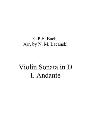 Violin Sonata in D I. Andante (arr. Nick Lacanski)