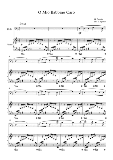 O Mio Babbino Caro, Giacomo Puccini, For Cello & Piano (arr. Eugene Egorov)