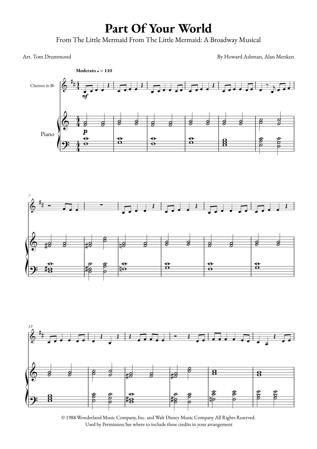 Part Of Your World (arr. Tom Drummond)
