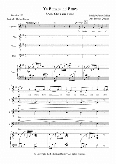 Ye Banks and Braes (arr. Thomas Quigley)