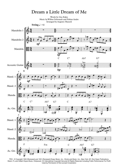 Dream A Little Dream Of Me (arr. Augusto Mazzoli)