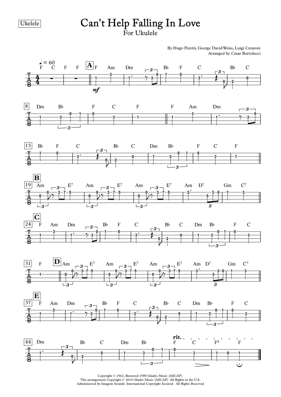 Can't Help Falling In Love (arr. ACT Bortolucci)