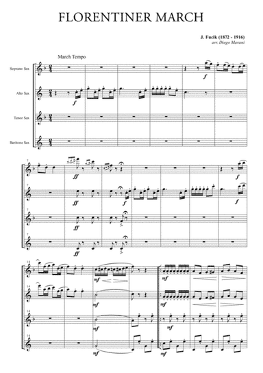 Florentiner March for Saxophone Quartet (arr. Diego Marani)
