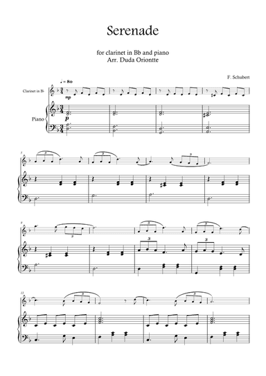 Serenade (clarinet in Bb and piano SIMPLIFIED) Schubert (arr. Duda Oriontte)