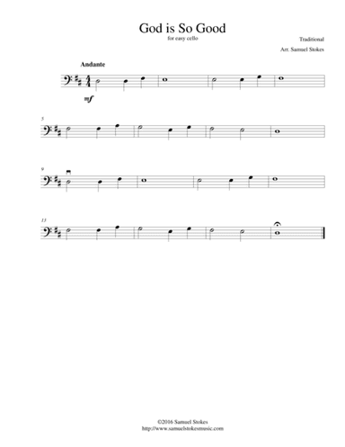 God is So Good - for easy cello (arr. Samuel Stokes)