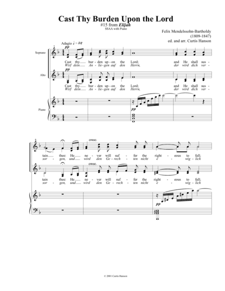 Cast Thy Burden upon the Lord (SSAA) (arr. Curtis Hanson)