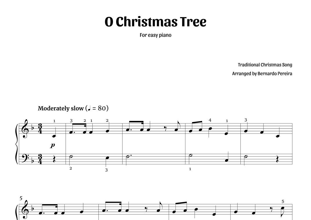O Christmas Tree (easy piano – F major) (arr. Bernardo Pereira)