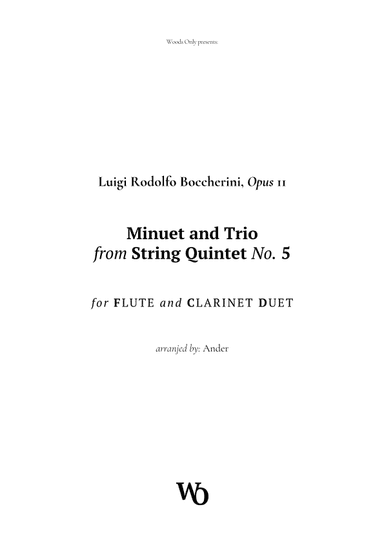Minuet by Boccherini for Flute and Clarinet (arr. Ander)