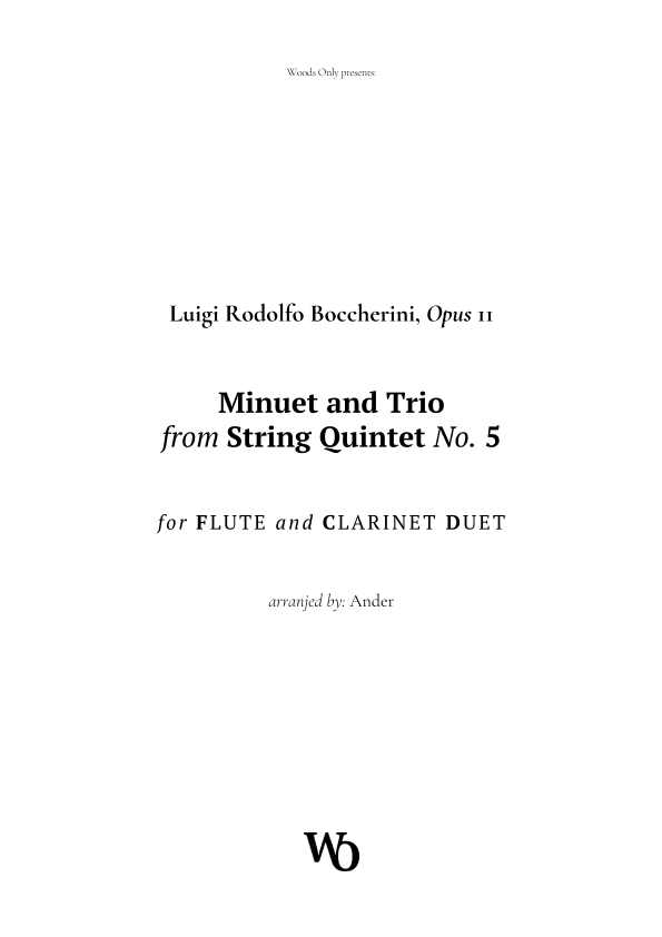 Minuet by Boccherini for Flute and Clarinet (arr. Ander)