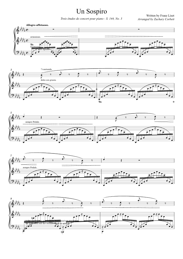 Trois Etudes de Concert No. 3 Un Sospiro (arr. Zachary Corbett)