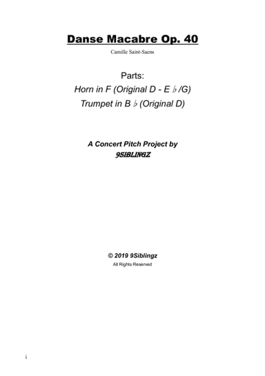 Orchestra Parts: Danse Macabre Op. 40 for Horns and Trumpets (arr. 9Siblingz)