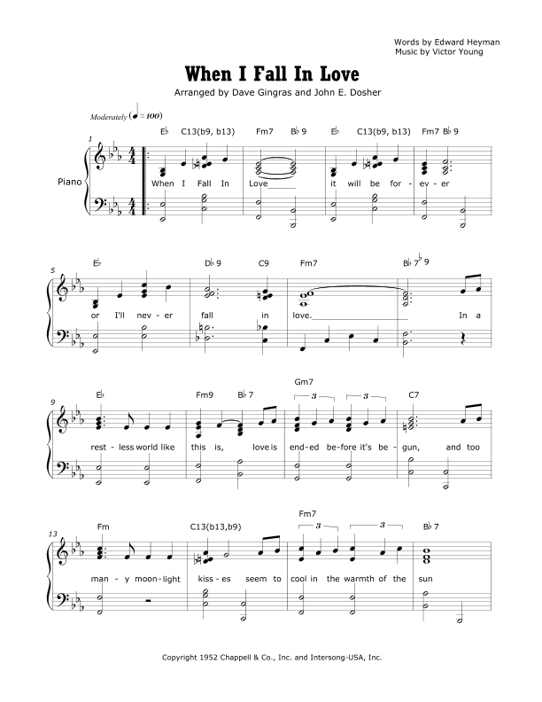 When I Fall In Love (arr. David Lee Gingras and John E. Dosher)