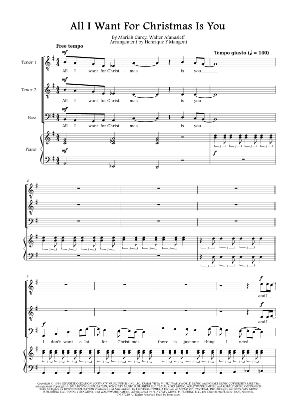 All I Want For Christmas Is You (arr. Henrique F Mangoni)