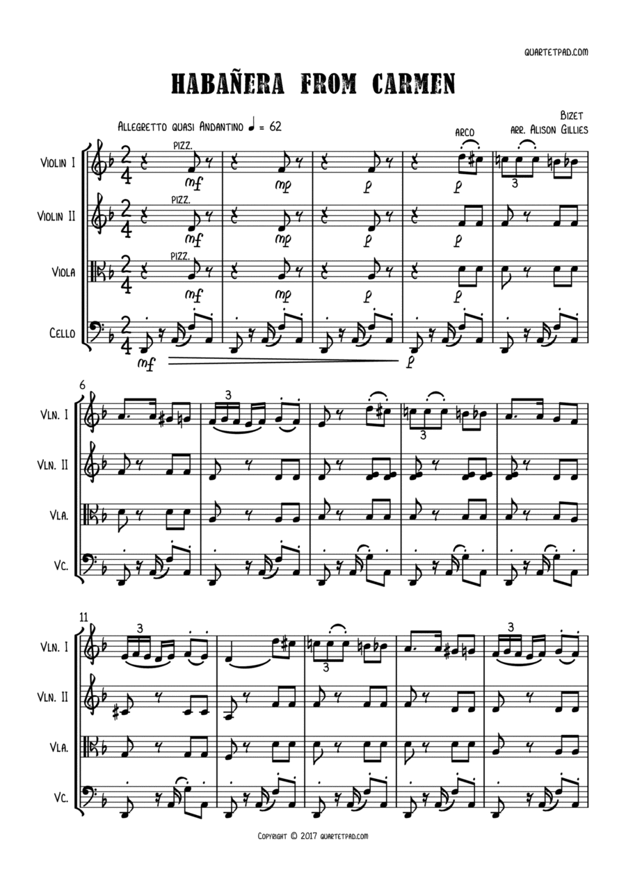 Habañera from Carmen - String Quartet (arr. Alison Gillies)