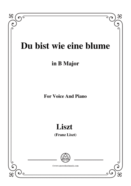 Liszt-Du bist wie eine blume in B Major,for Voice and Piano (arr. MSM)