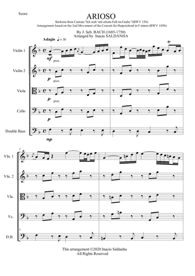 Bach's Arioso for String Quintet (arr. Inacio Saldanha)