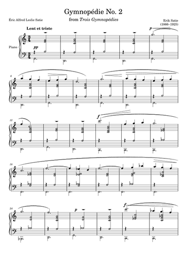 Gymnopedie No. 2 (arr. Zachary Corbett)