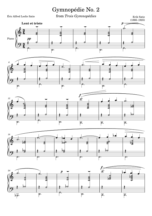 Gymnopedie No. 2 (arr. Zachary Corbett)